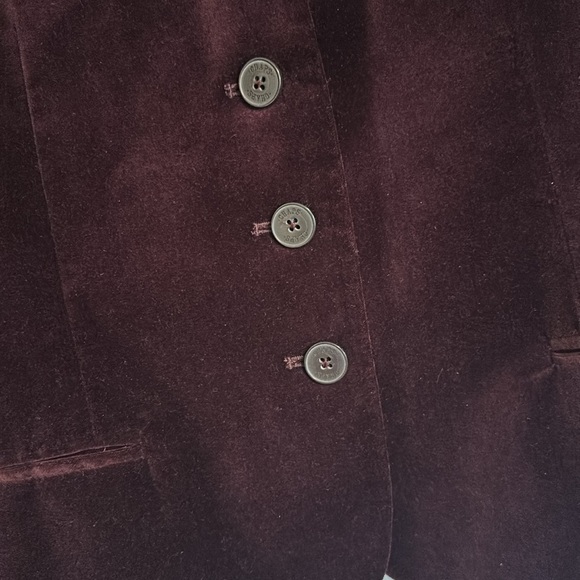 Chaps Velvet Blazer Women’s 14 Purple Button Front High Neck - Picture 3 of 7